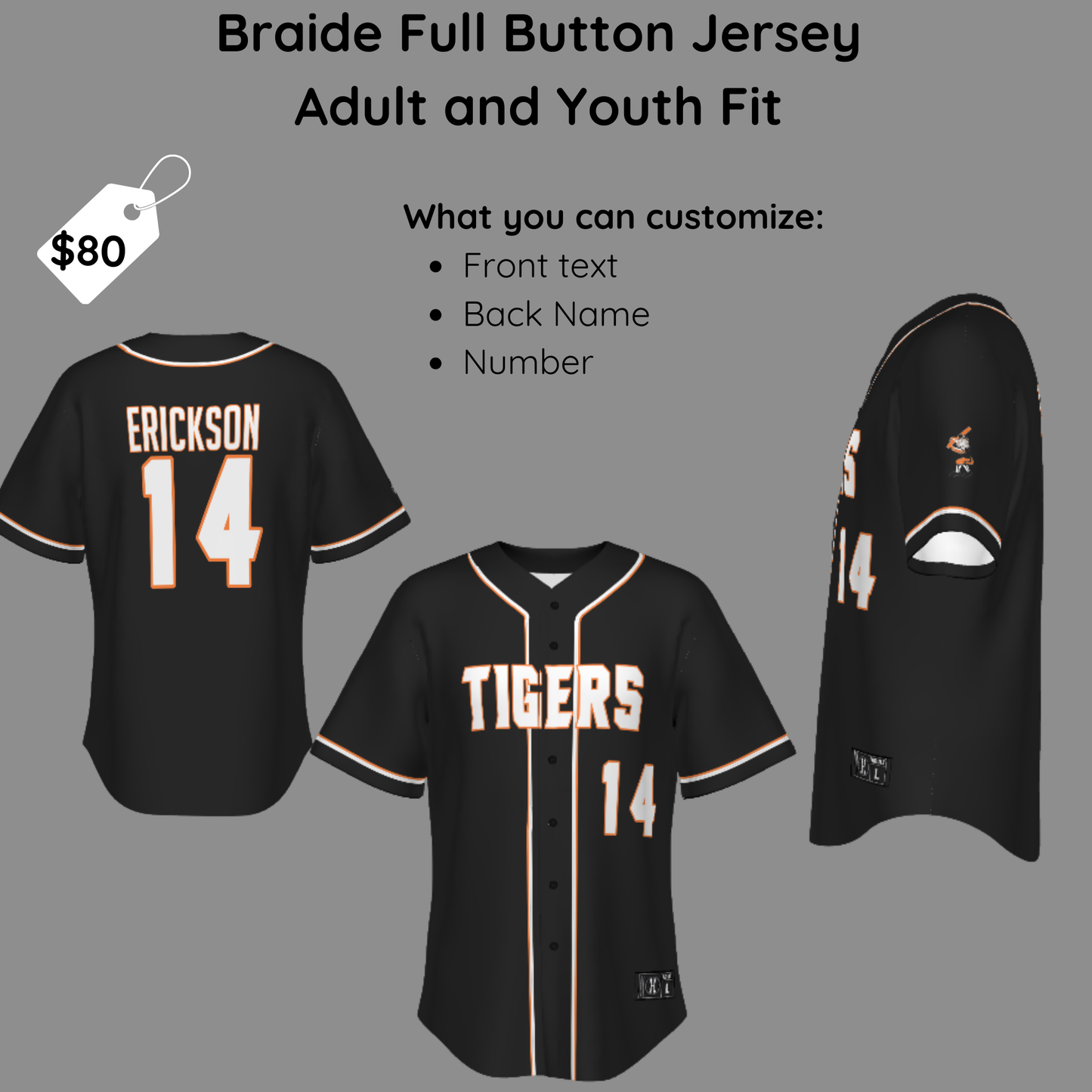 JVAABASE Braide Full Button Jersey Adult and Youth