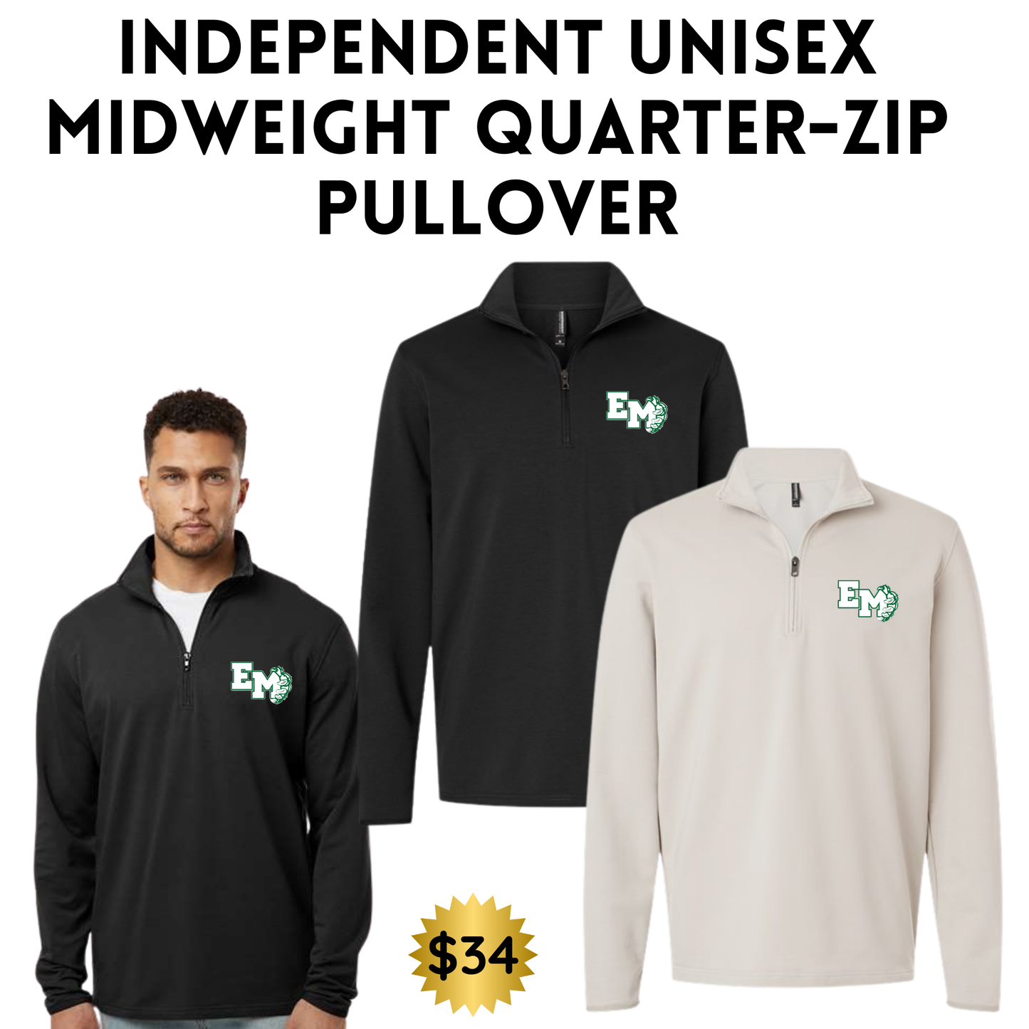 EMAYS25 Independent Unisex Midweight Quarter-Zip Pullover