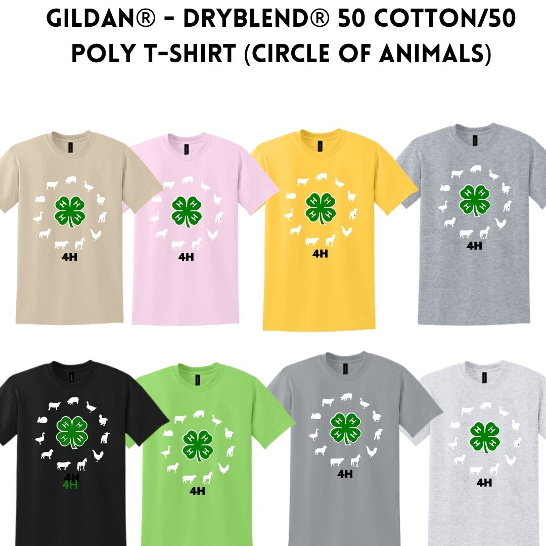 4-H Gildan® - DryBlend® 50 Cotton/50 Poly T-Shirt (Circle of Animals)