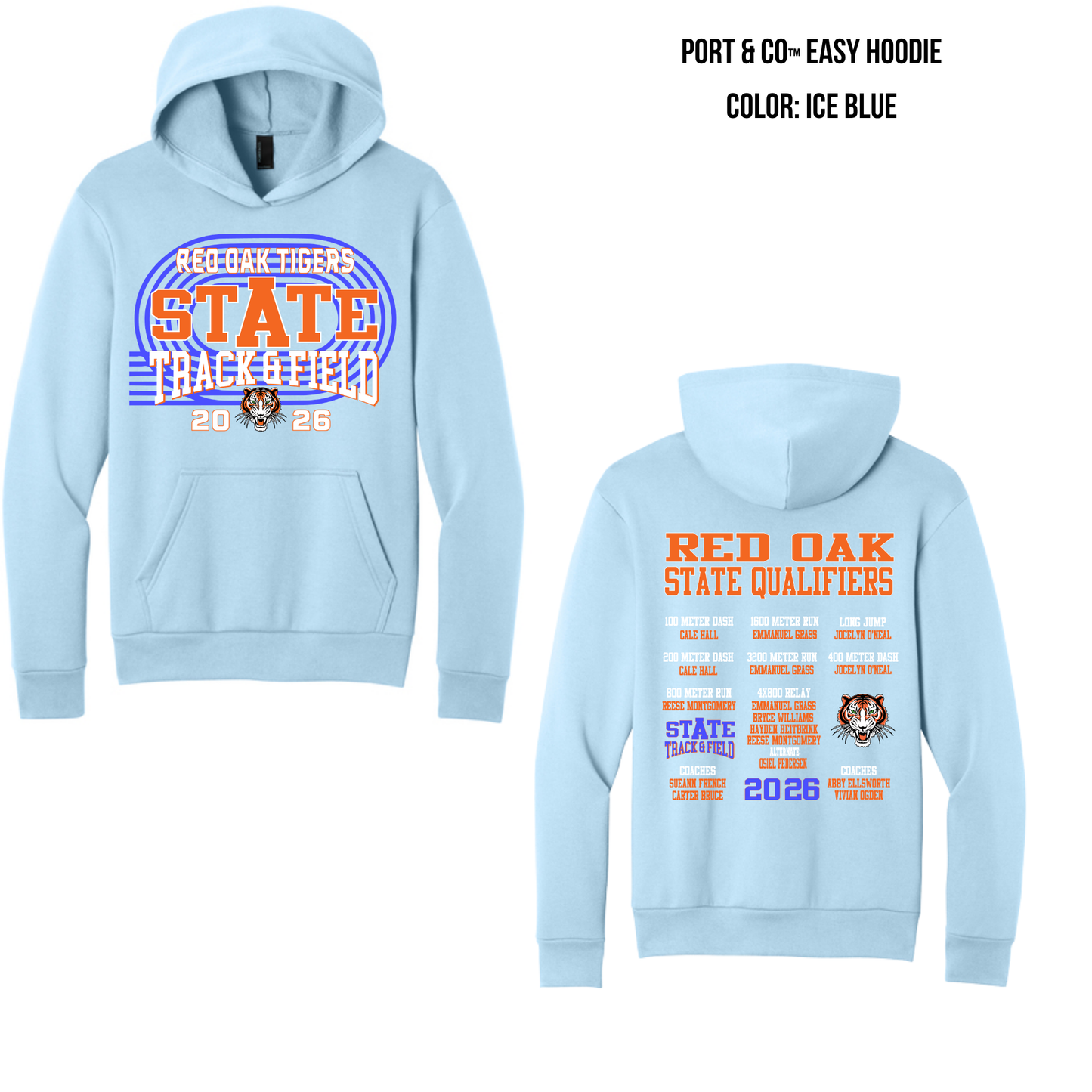ROST26 PC68H Port & Co™ Easy Fleece Pullover Hooded Sweatshirt-Neon PInk, Glacier, and WHite Color Options