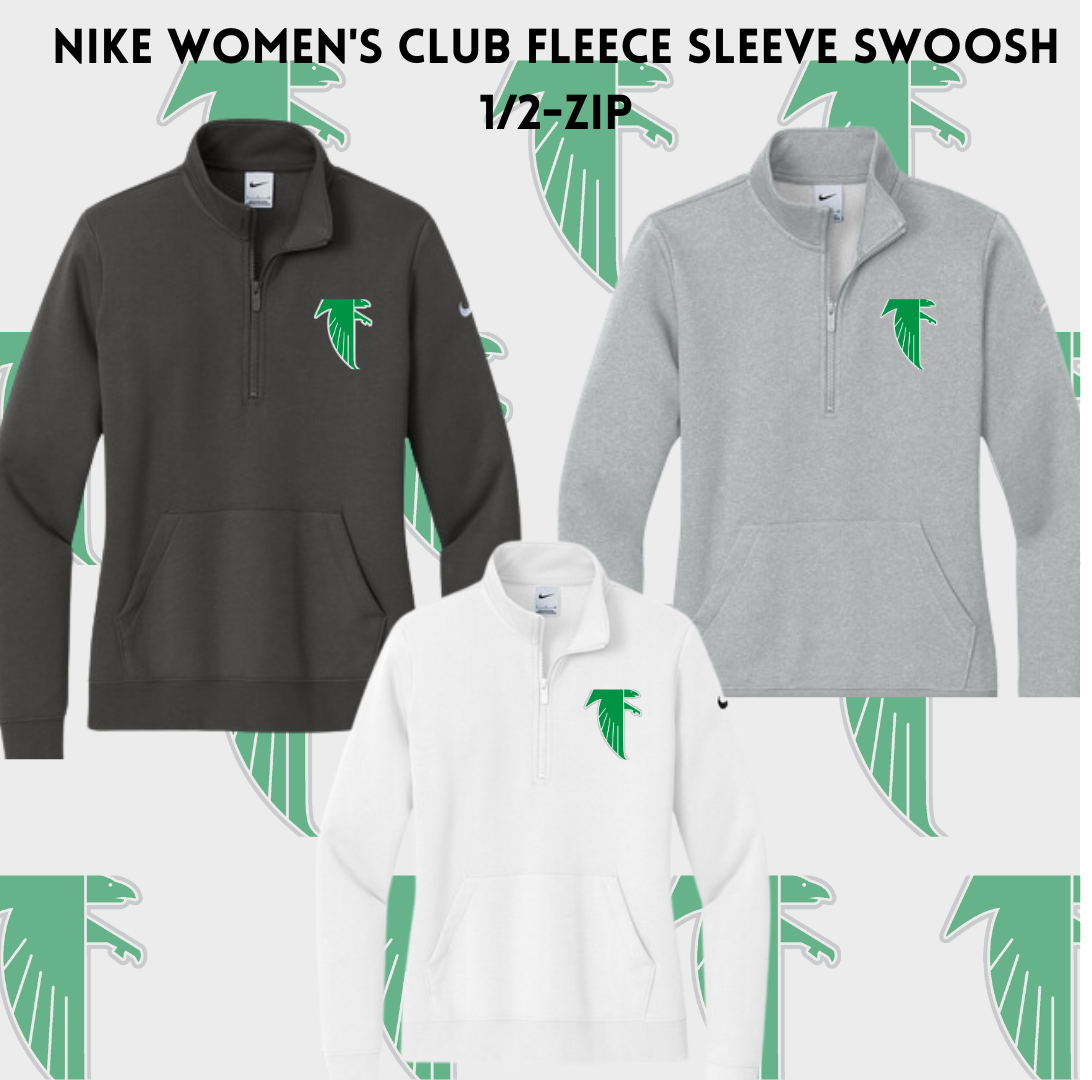BOLFS Nike Women's Club Fleece Sleeve Swoosh 1/2-Zip (embroidered falcon)