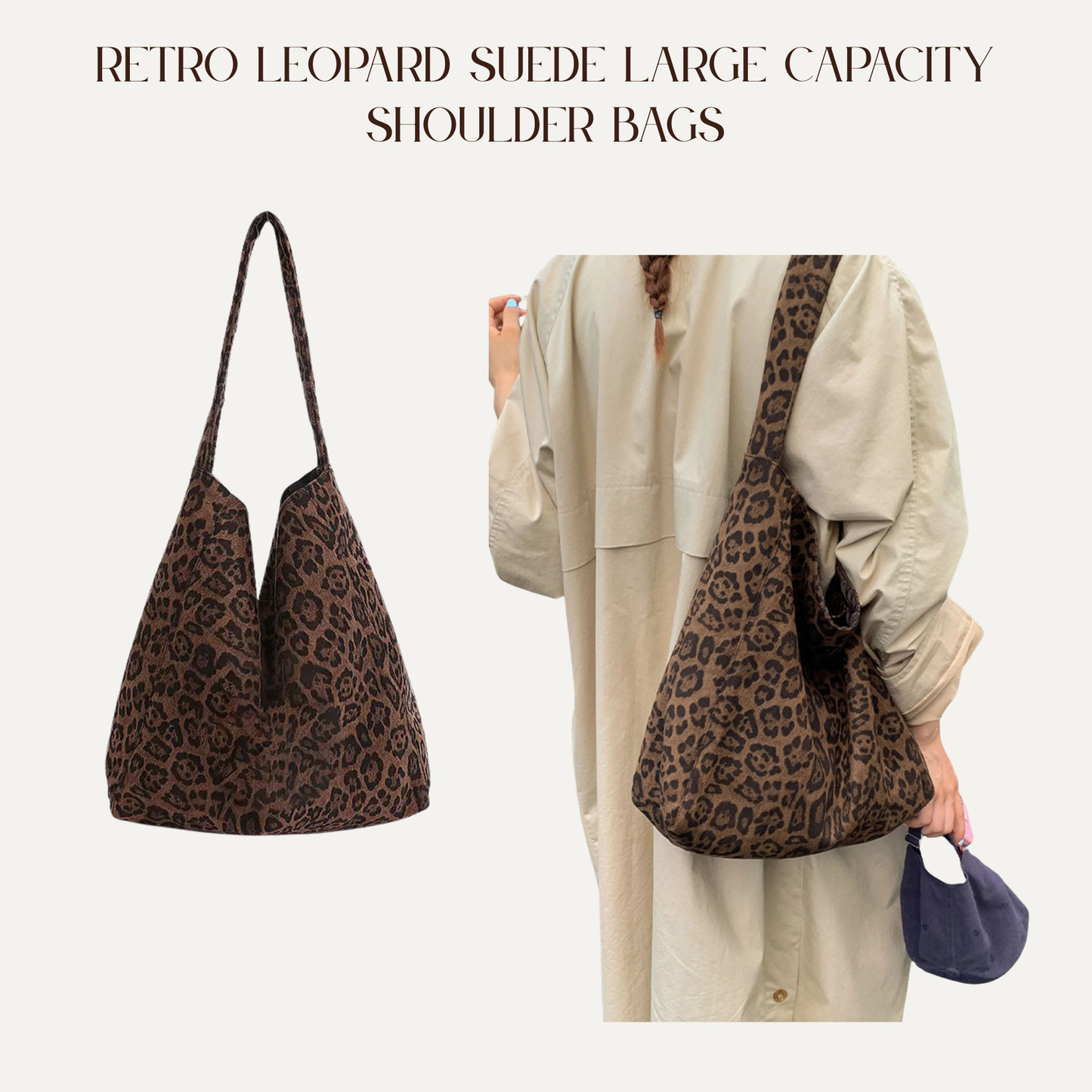 VBB Retro Leopard Suede Large Capacity Shoulder Bags