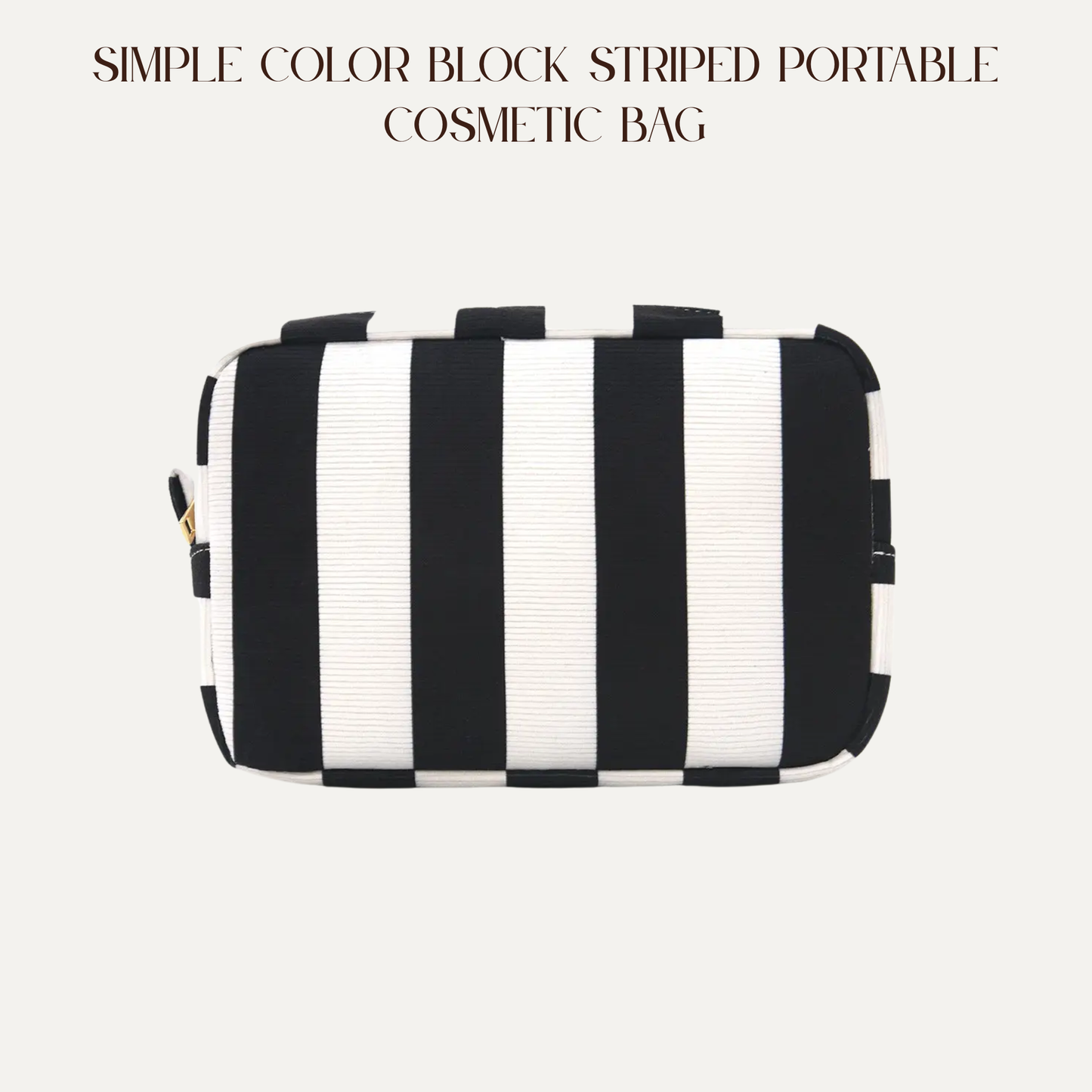 VBB Simple Color Block Striped Portable Cosmetic Bag