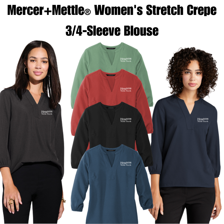 HSB Mercer+Mettle® Women's Stretch Crepe 3/4-Sleeve Blouse