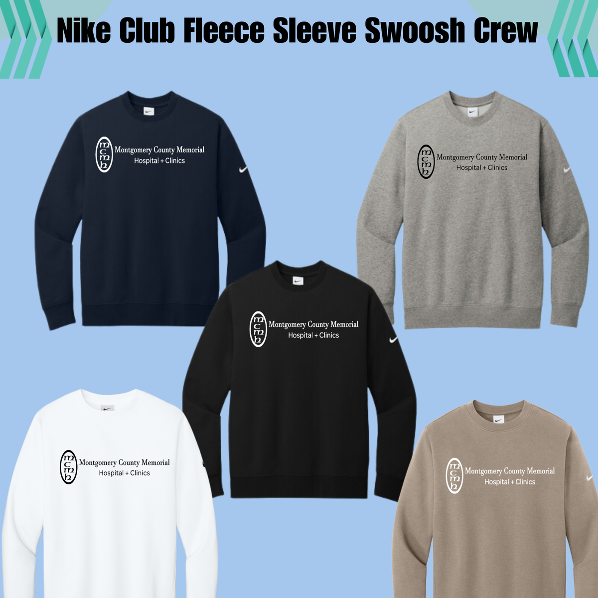 MCMH NKFD9863 Nike Club Fleece Sleeve Swoosh Crew
