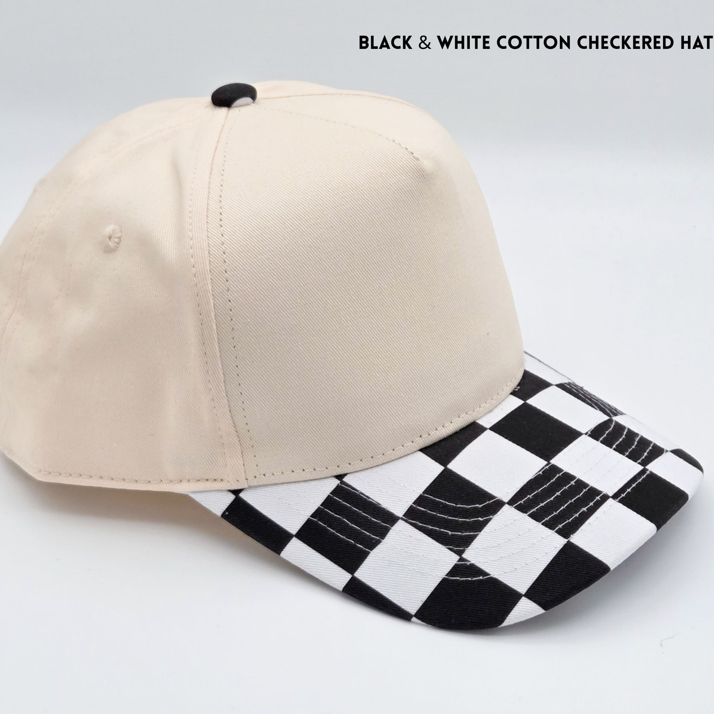 VB TT Black & White Cotton Checkered Hat
