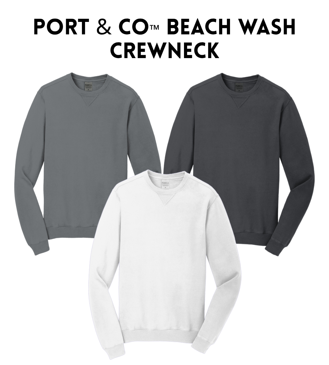 VB PC098 Port & Co™ Beach Wash® Garment-Dyed Crewneck Sweatshirt
