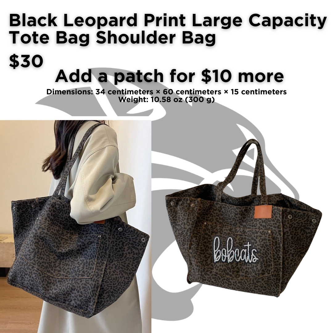 EMF Black Leopard Print Large Capacity Tote Bag Shoulder Bag