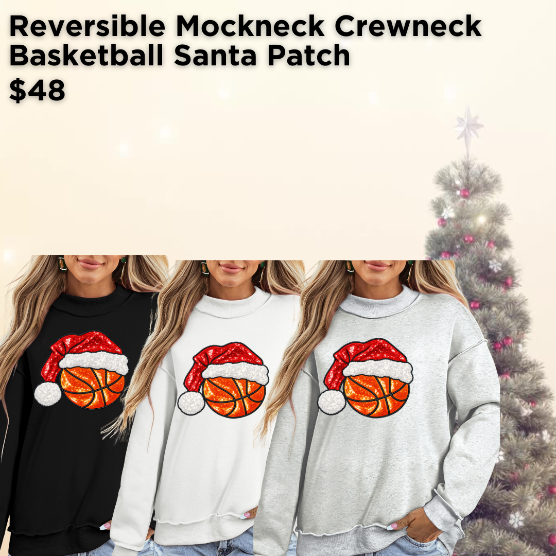 EMF Reversible Mockneck Crewneck Basketball Santa Patch