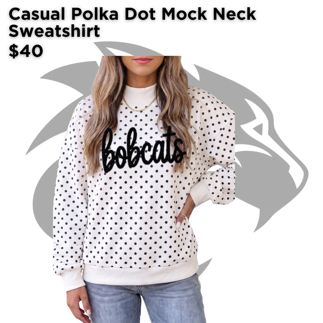 EMF Casual Polka Dot Mock Neck Sweatshirt