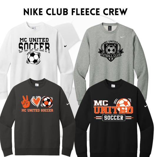MCUFC Nike Club Fleece Sleeve Swoosh Crew