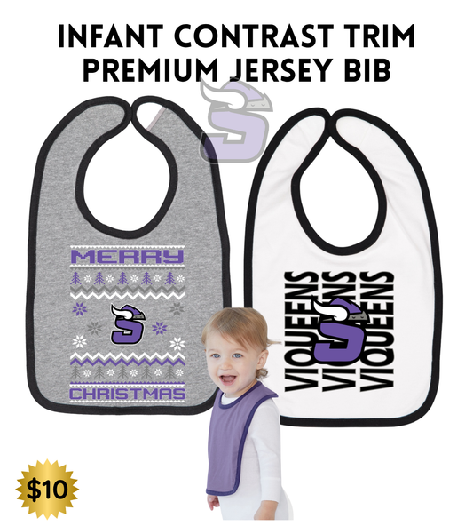 STBB2526 Infant Contrast Trim Premium Jersey Bib