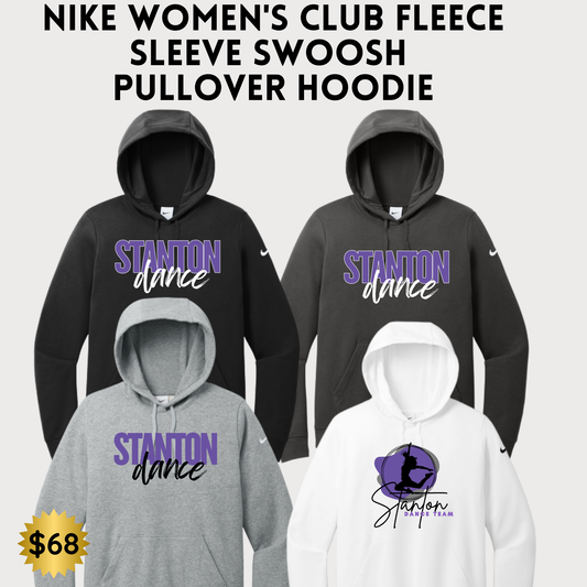 SD Nike Women's Club Fleece Sleeve Swoosh Pullover Hoodie