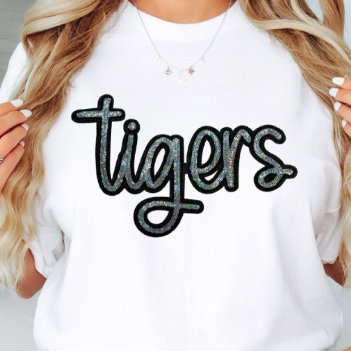 SS Silver Script Sequin Mascot Patch