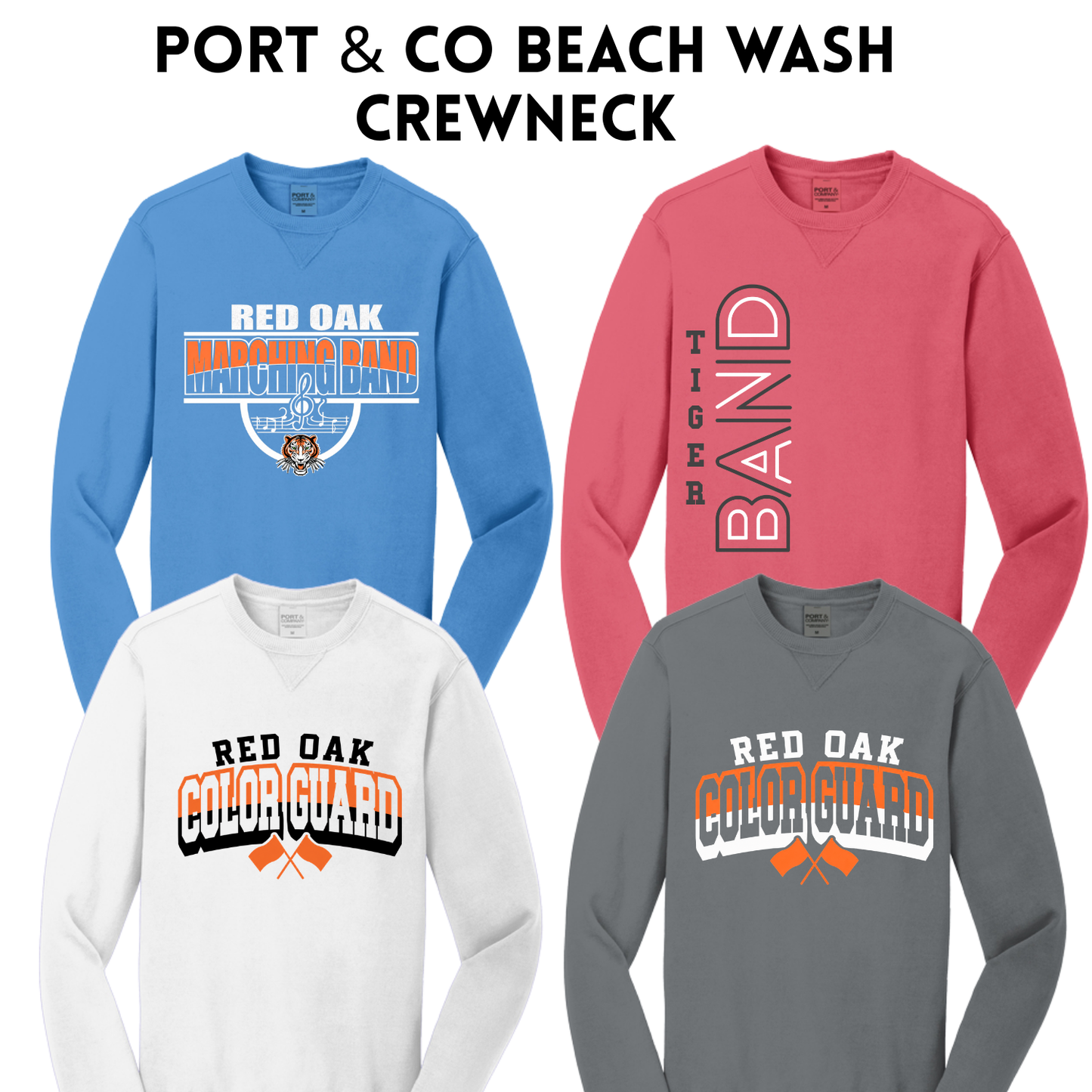 ROMB26 PC098 Port & Co™ Beach Wash® Garment-Dyed Crewneck Sweatshirt