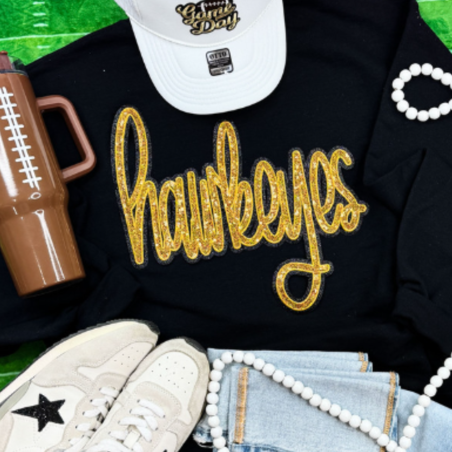 SS Gold Script Sequins Patch