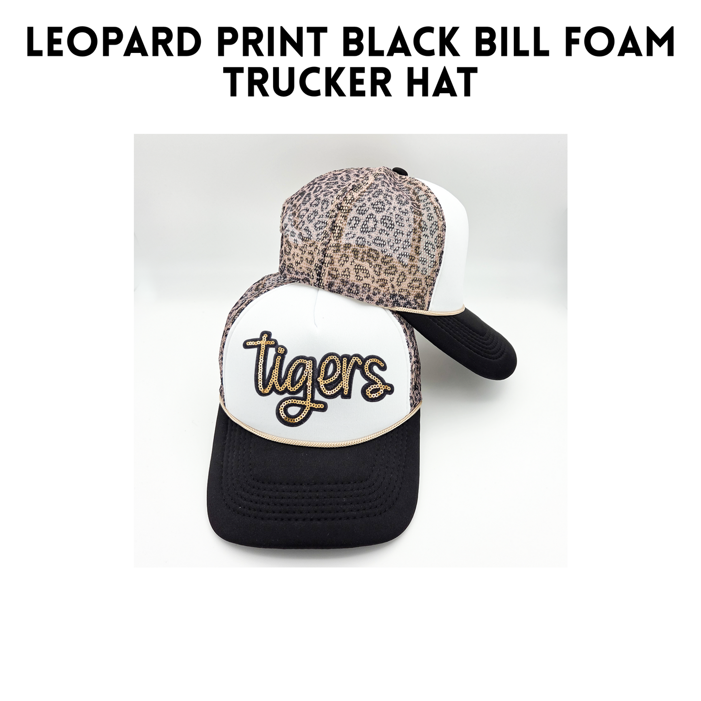 GDC Leopard Print Black BIll Foam Trucker Hat
