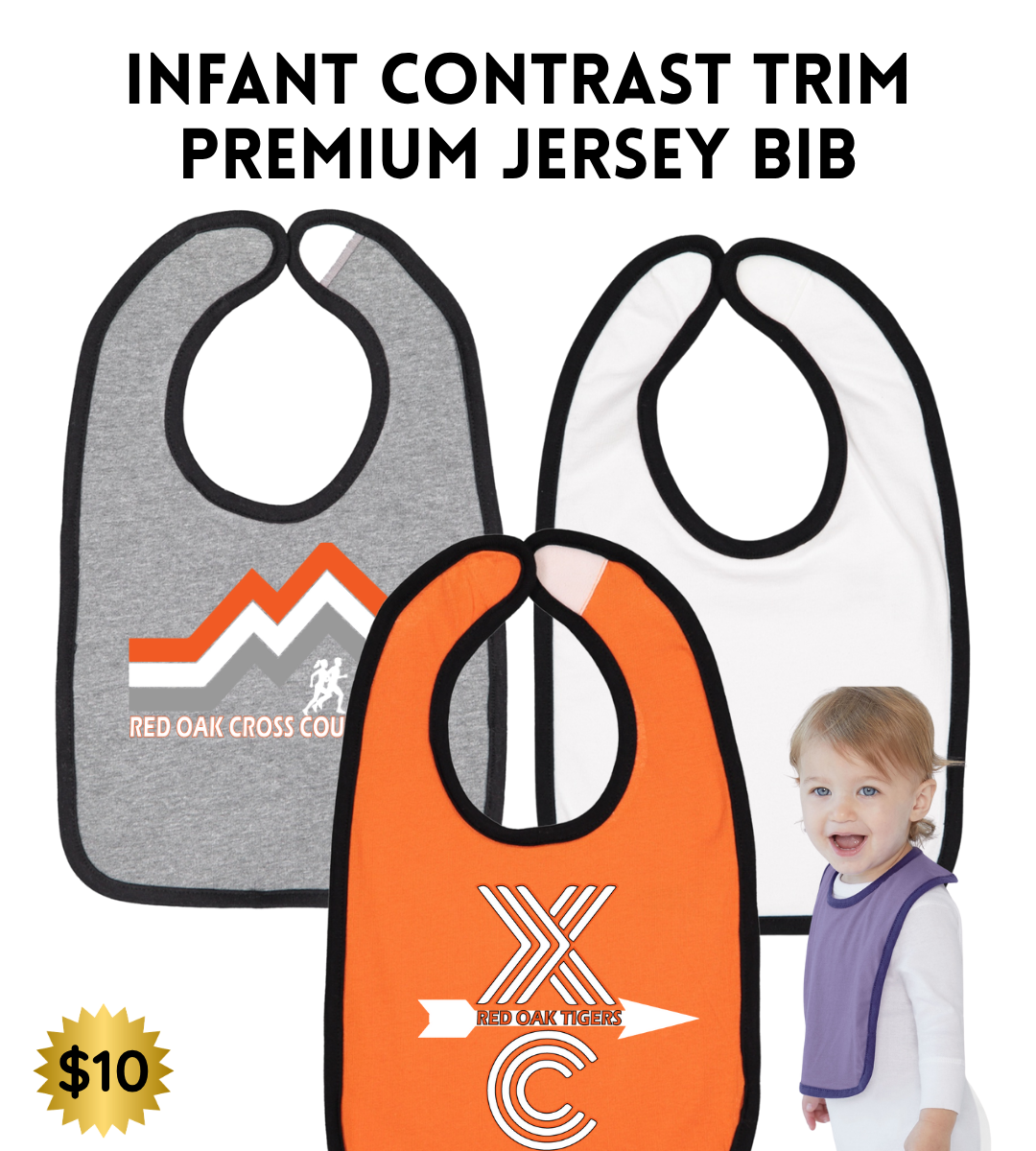 ROCC25 Infant Contrast Trim Premium Jersey Bib