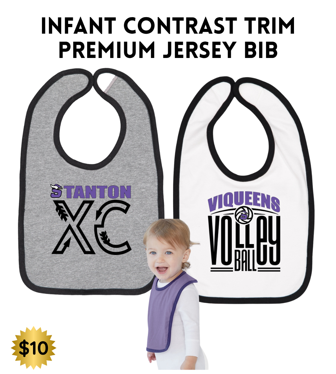 SB25 Infant Contrast Trim Premium Jersey Bib
