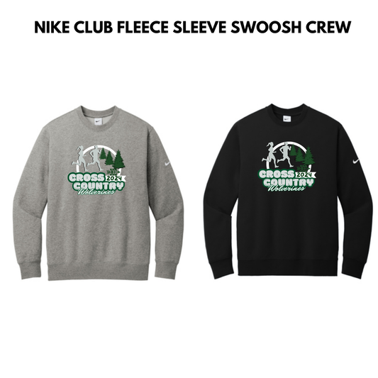 EM Nike Club Fleece Sleeve Swoosh Pullover Crewneck - CROSS COUNTRY