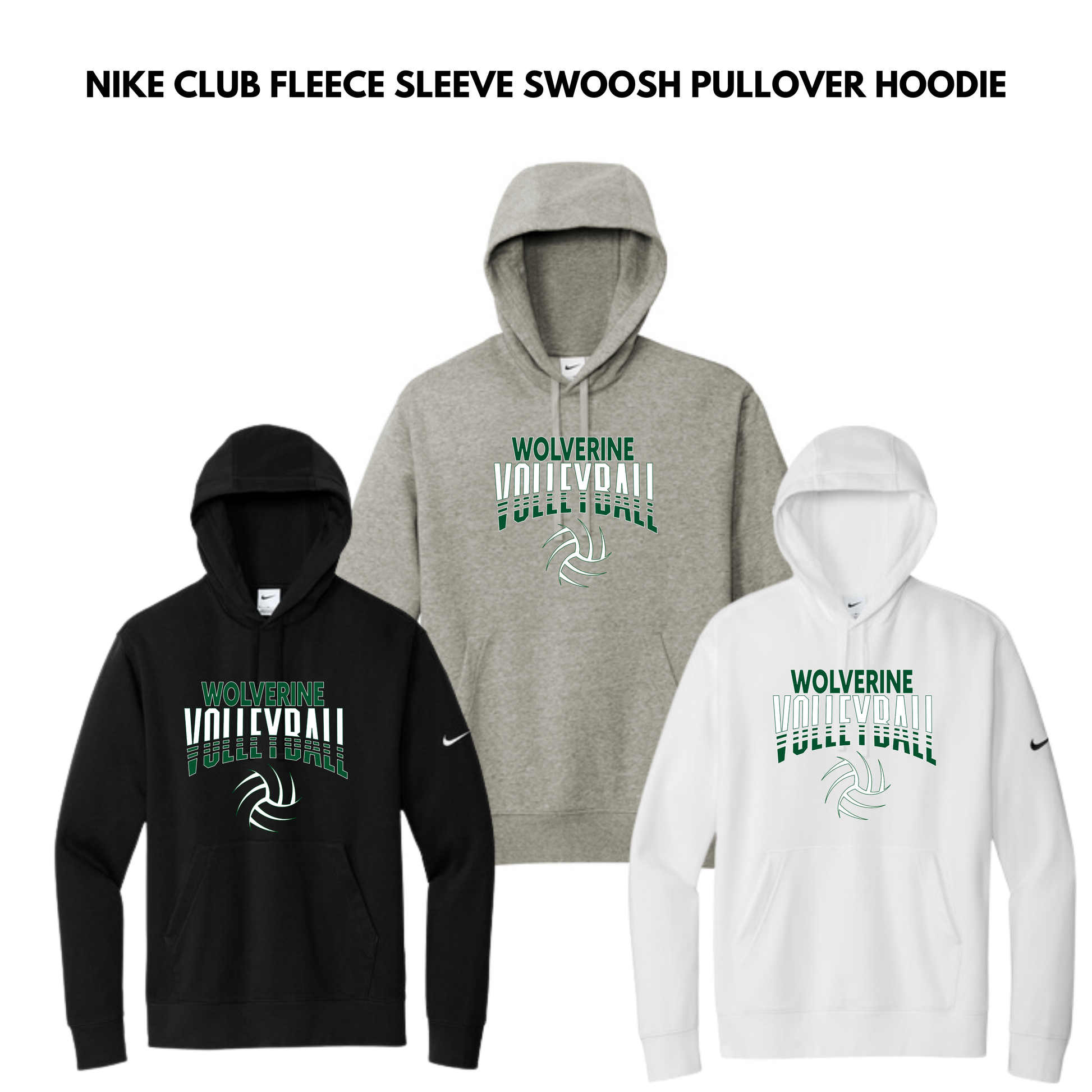 EM Nike Club Fleece Sleeve Swoosh Pullover Hoodie VOLLEYBALL