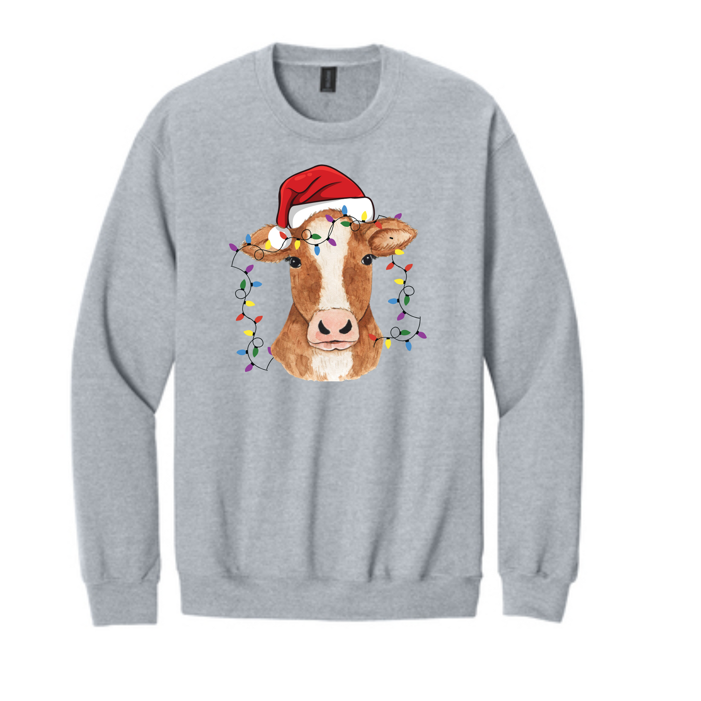 Cow XMAS Lights Gildan Softstyle Crewneck Sweatshirt