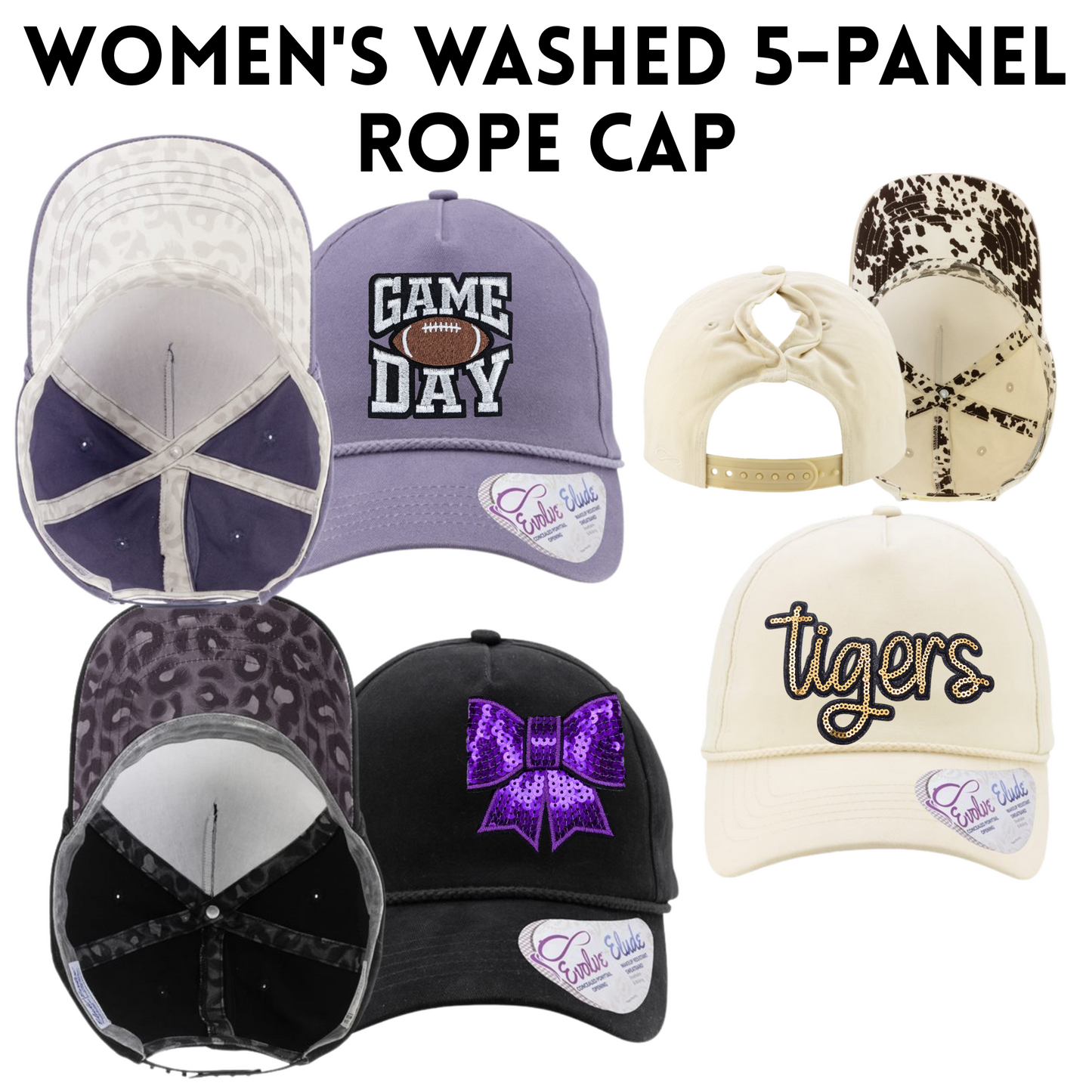 GDC Womens Washed 5 Panel Rope Cap
