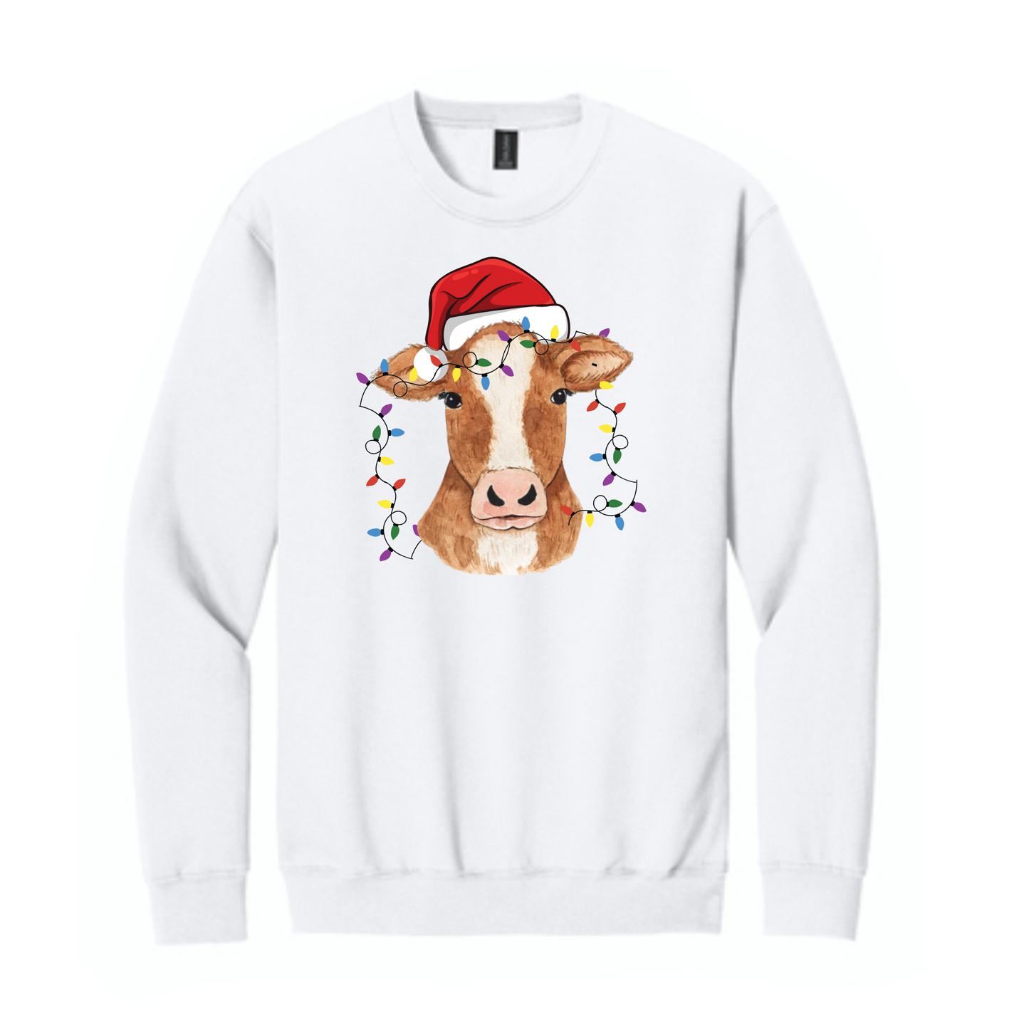 Cow XMAS Lights Gildan Softstyle Crewneck Sweatshirt