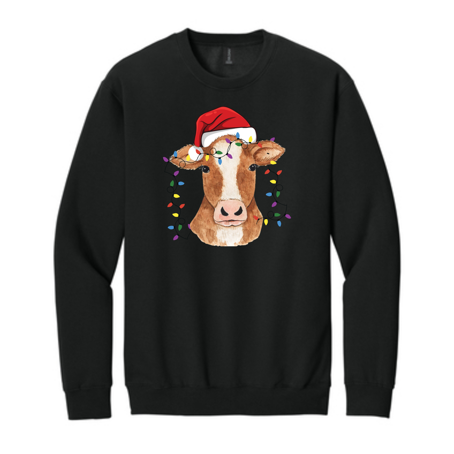 Cow XMAS Lights Gildan Softstyle Crewneck Sweatshirt