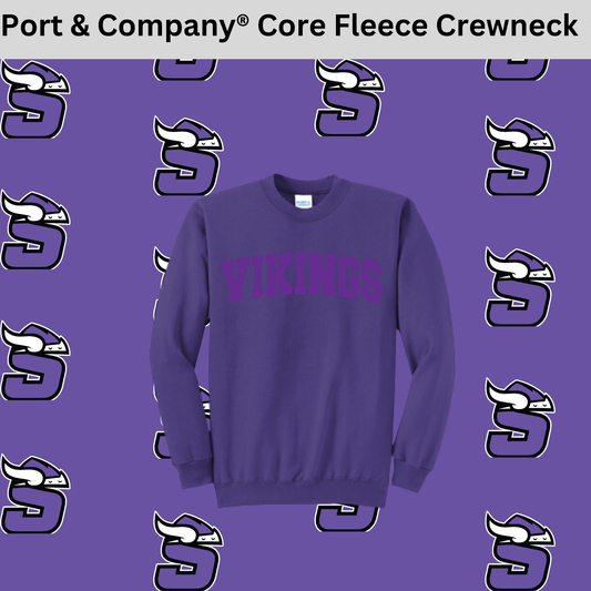 SBB Port & Company® Core Fleece Crewneck Sweatshirt - Purple Puff Design