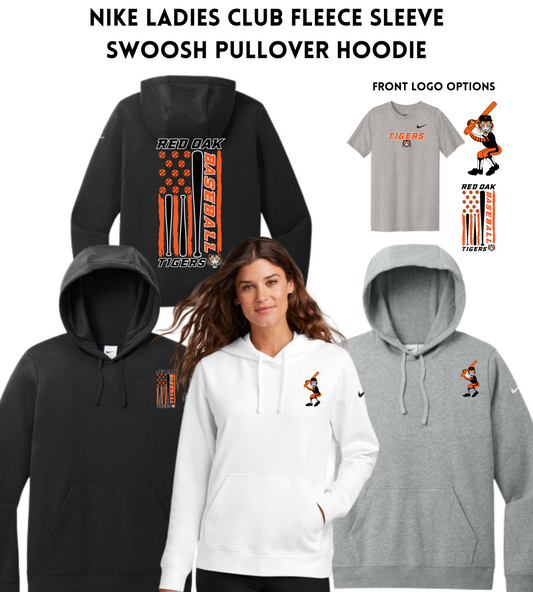 ROBASE24 Nike Ladies Club Fleece Sleeve Swoosh Pullover Hoodie