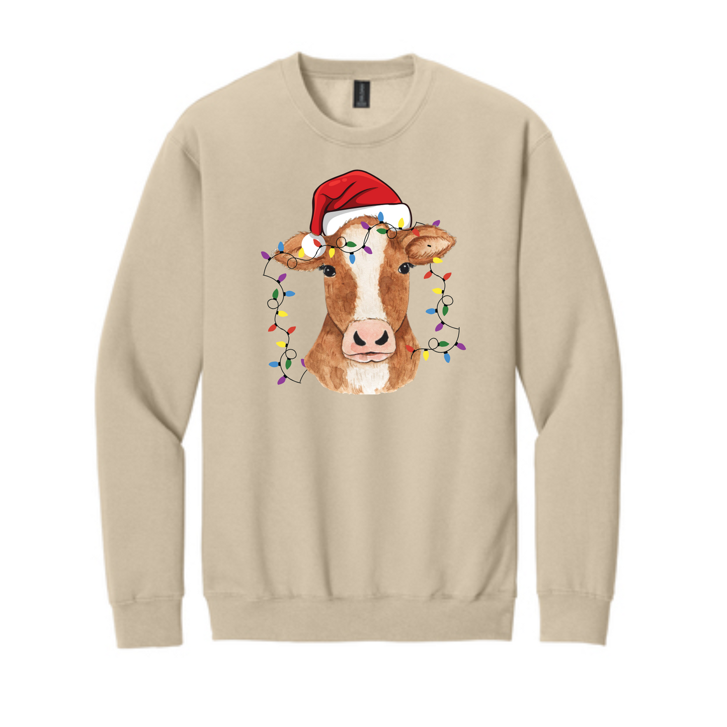 Cow XMAS Lights Gildan Softstyle Crewneck Sweatshirt