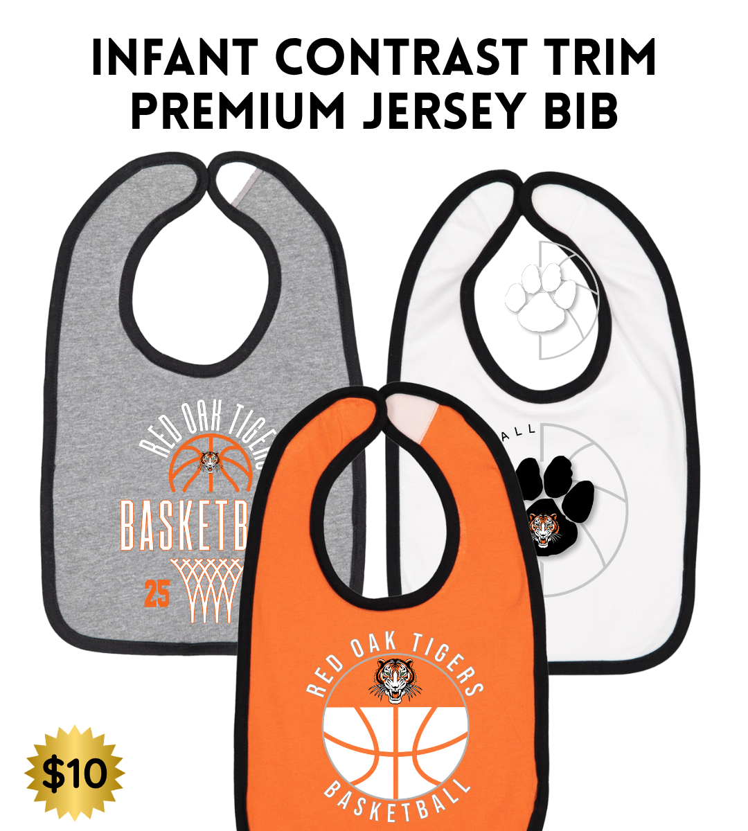 ROBB25 Infant Contrast Trim Premium Jersey Bib