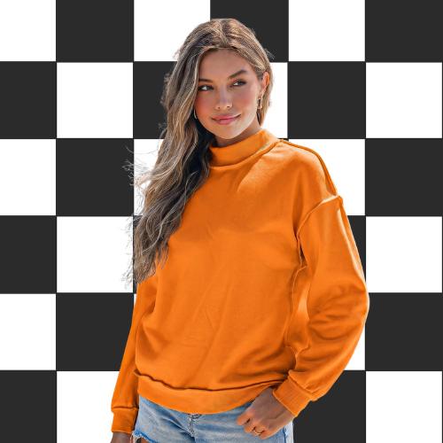 Reversible Mockneck Sweatshirt - Orange