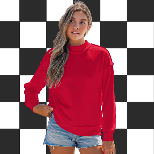 Reversible Mockneck Sweatshirt - Red