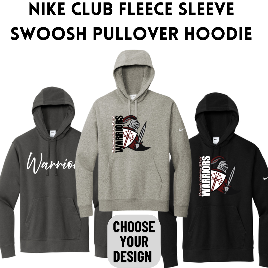 CL26 NKDR1499 Nike Club Fleece Sleeve Swoosh Pullover Hoodie