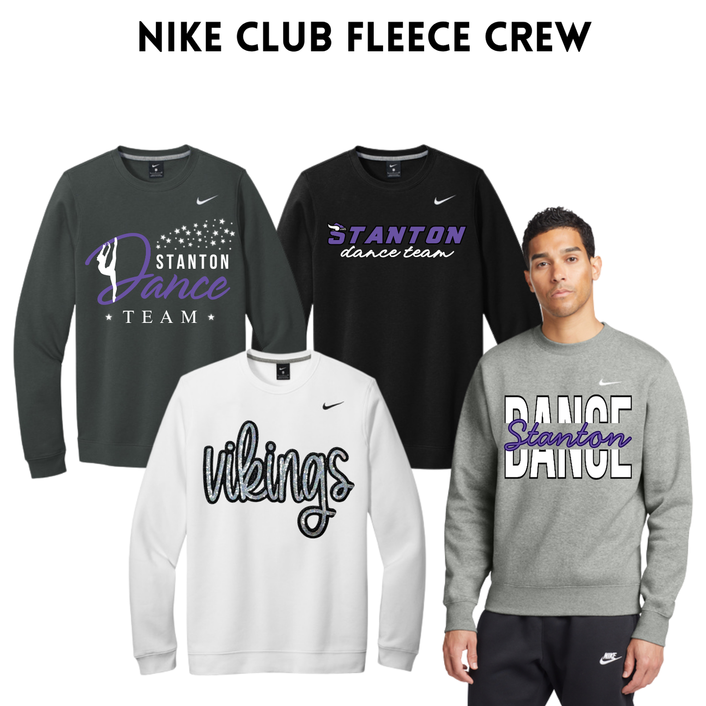 SDT26 NKFD9863 Nike Club Fleece Sleeve Swoosh Crew
