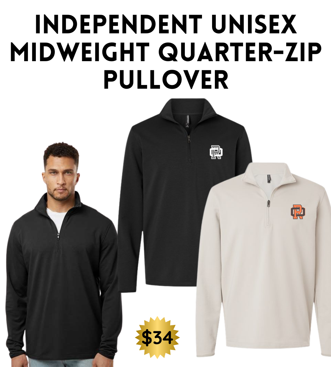ROBB2526 Independent Unisex Midweight Quarter-Zip Pullover