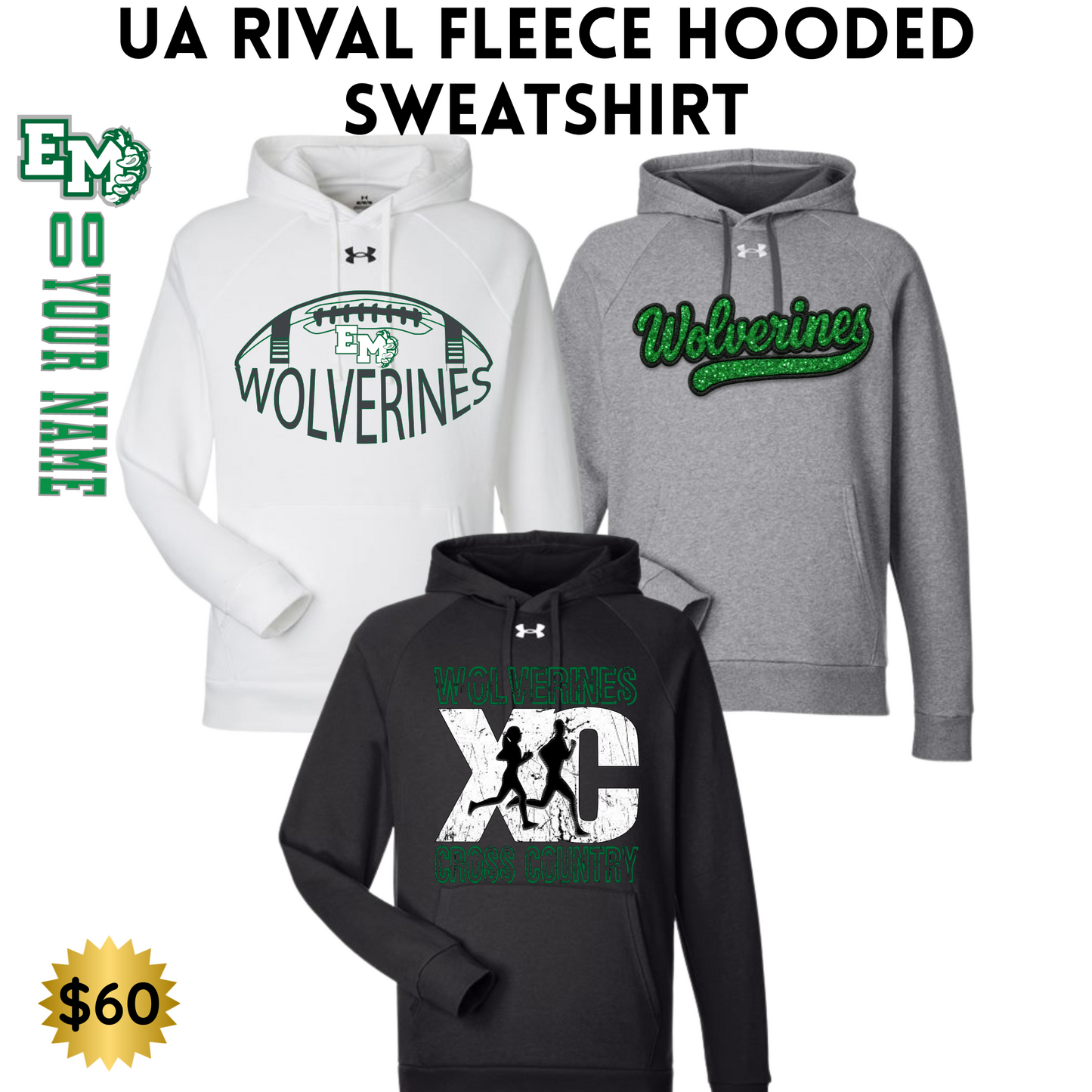 EMAYS25 Under Armour - Fleece Hooded Sweatshirt YOUTH-ADULT