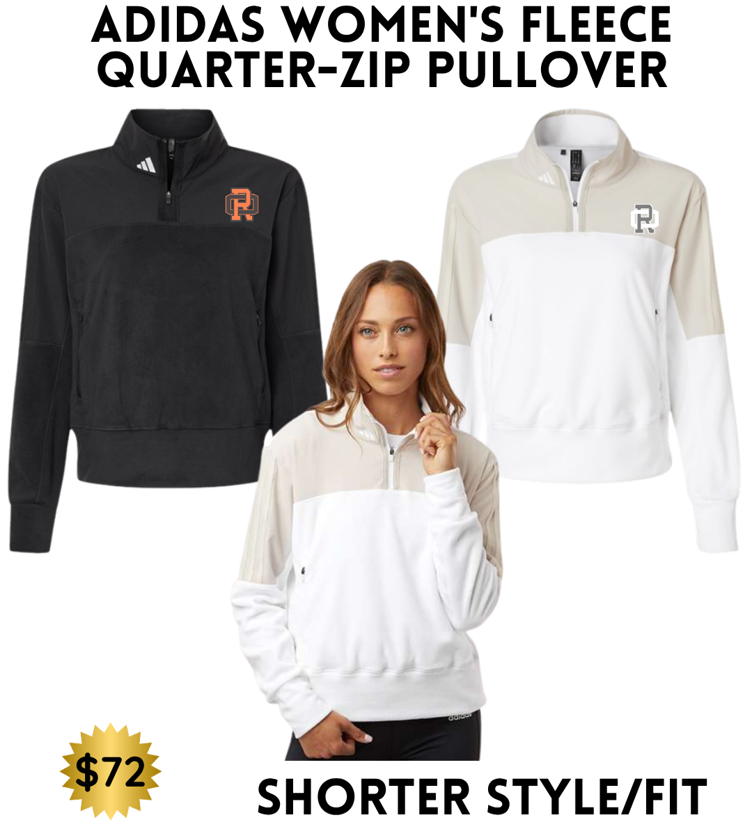 ROBB2526 Adidas Women's Fleece Quarter-Zip Pullover