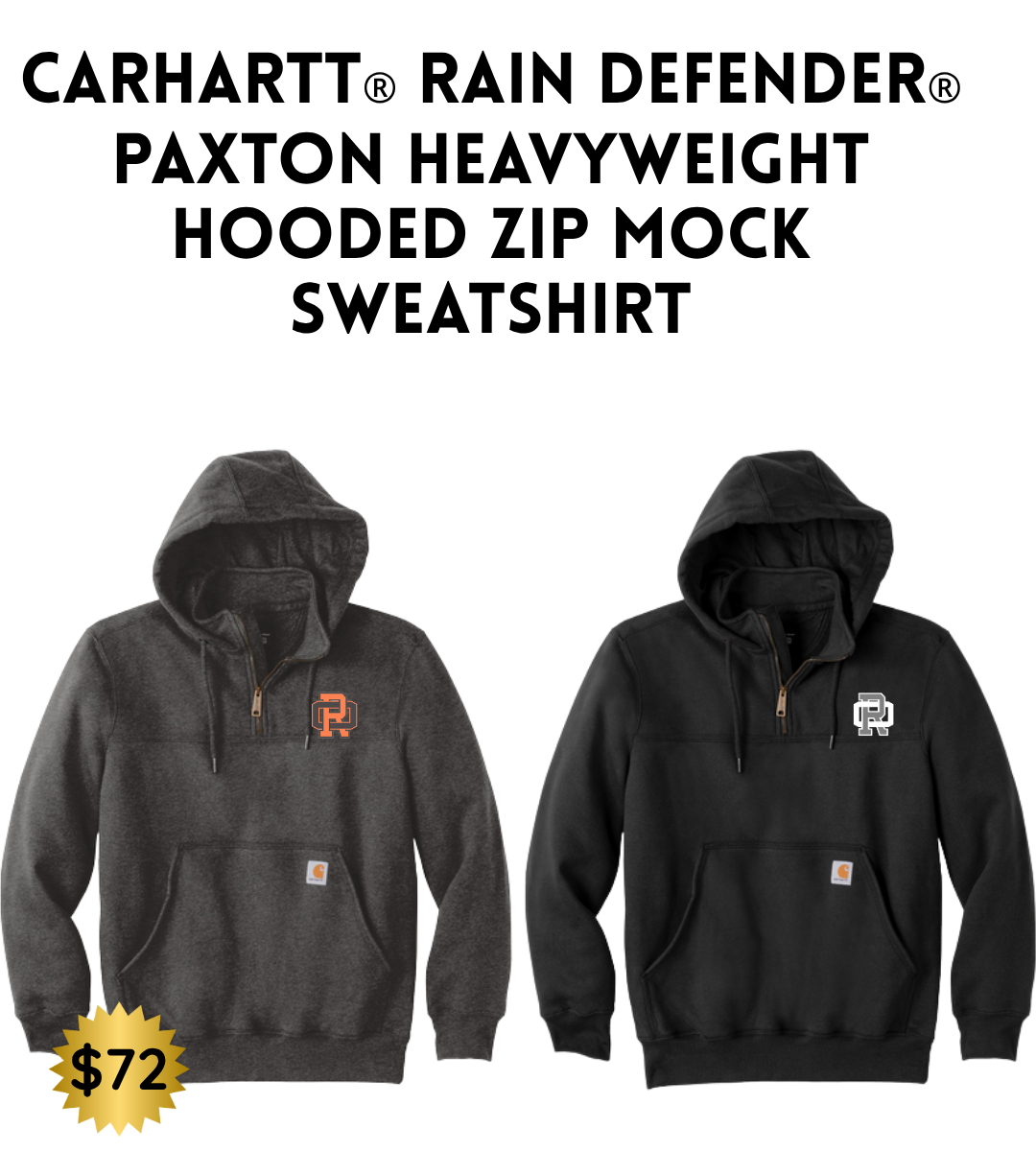 ROBB2526 Carhartt® Rain Defender® Paxton Heavyweight Hooded Zip Mock Sweatshirt