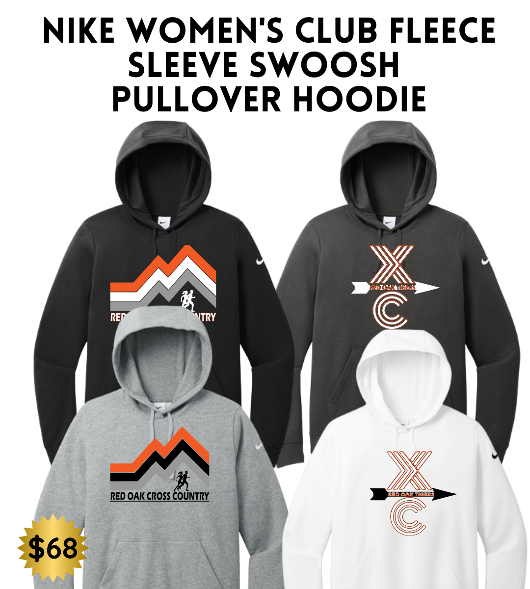 ROCC25 Nike Women's Club Fleece Sleeve Swoosh Pullover Hoodie