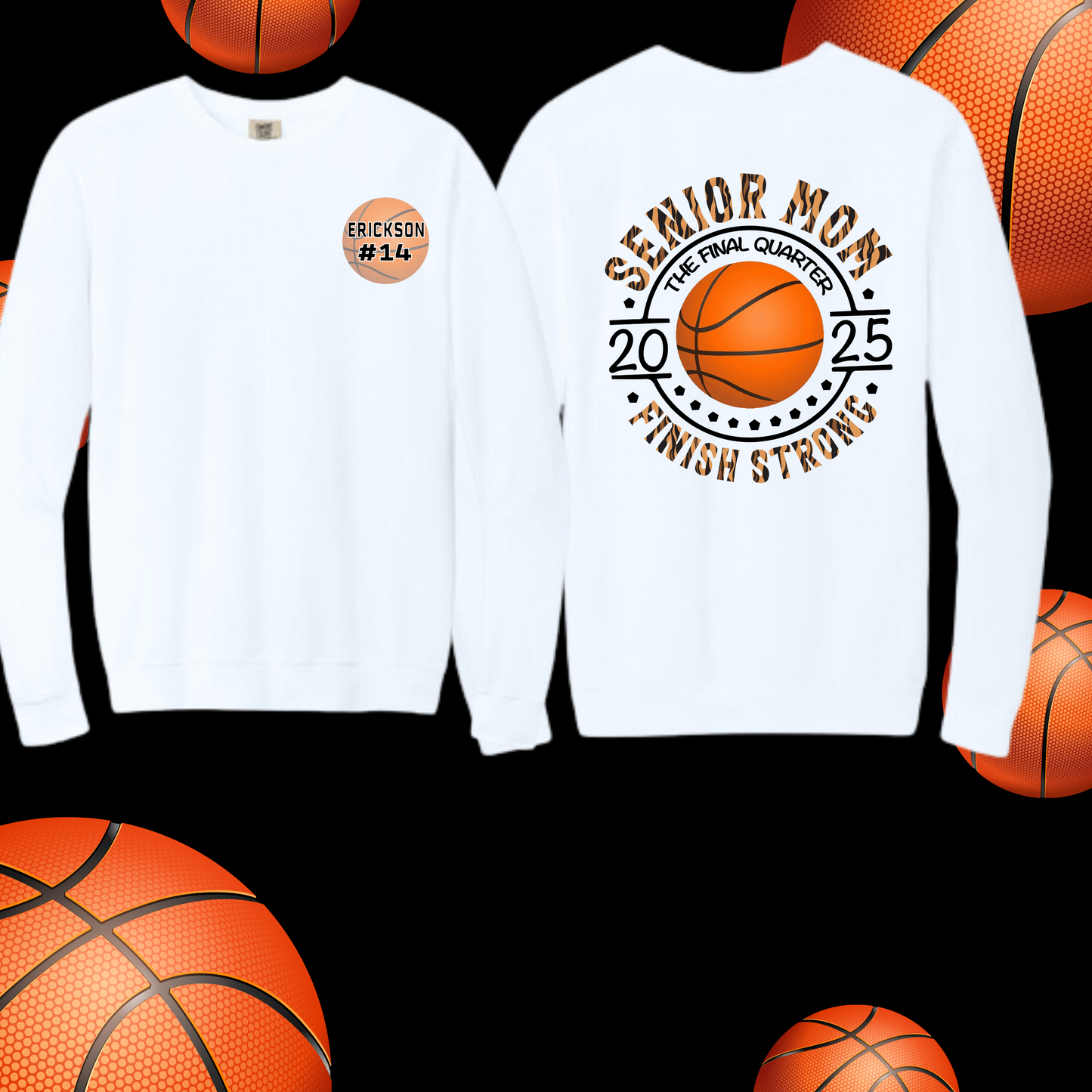 ROSM Comfort Colors ® Ring Spun Crewneck Sweatshirt white -basketball left chest front