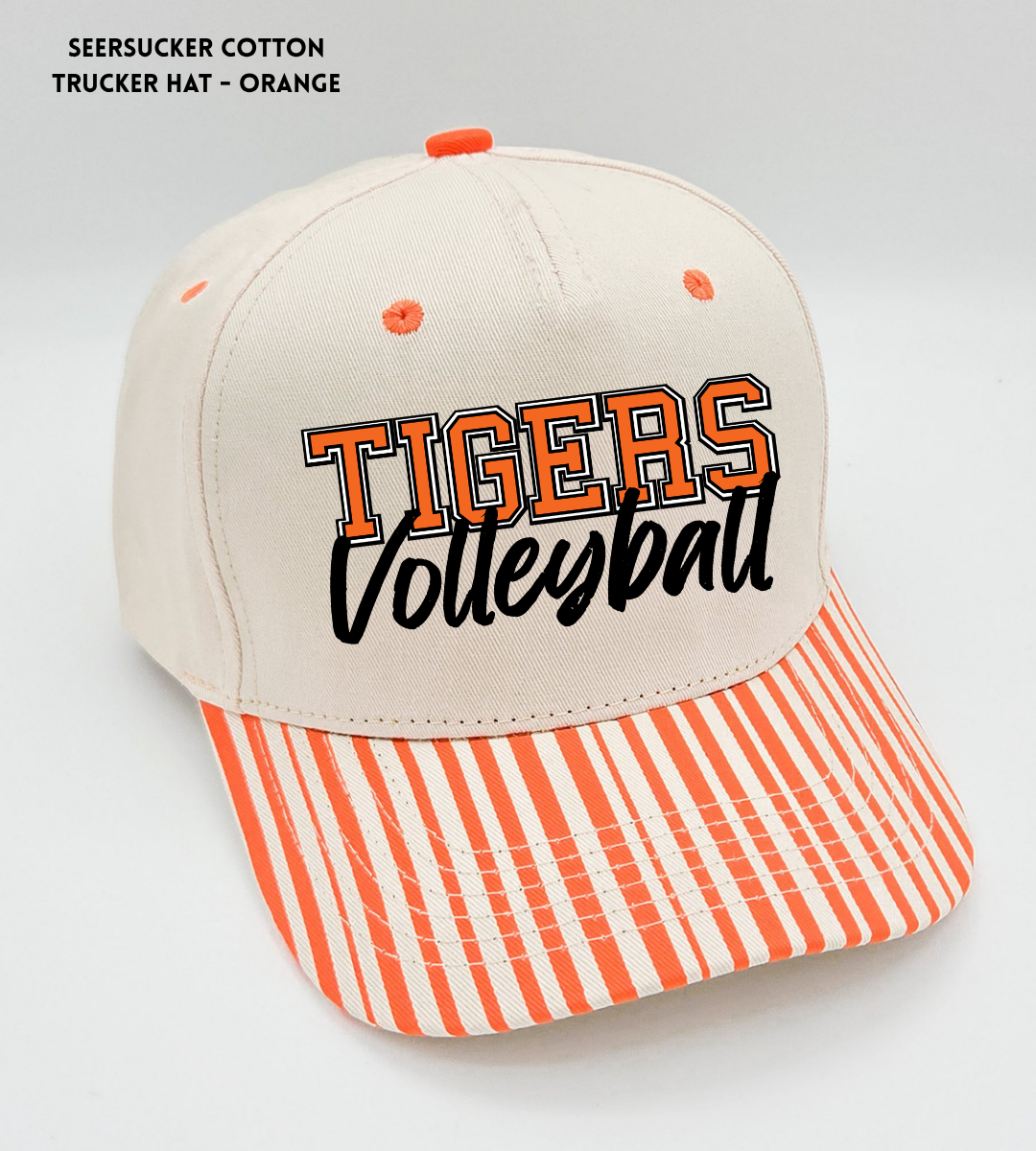 ROVB26 TT Seersucker Cotton Trucker Hat - Orange