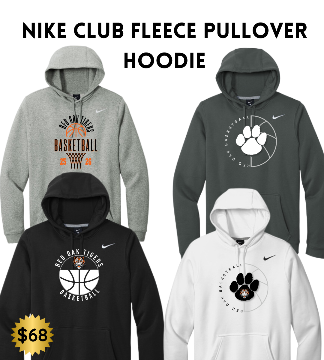 ROBB2526 Nike Men's Club Fleece Sleeve Swoosh Pullover Hoodie