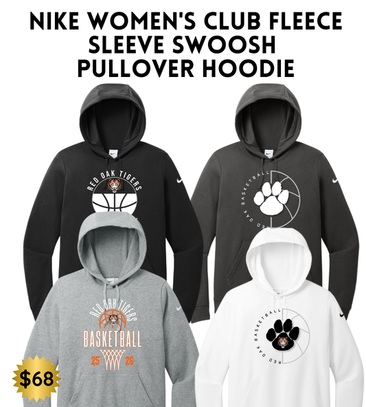ROBB2526 Nike Women's Club Fleece Sleeve Swoosh Pullover Hoodie