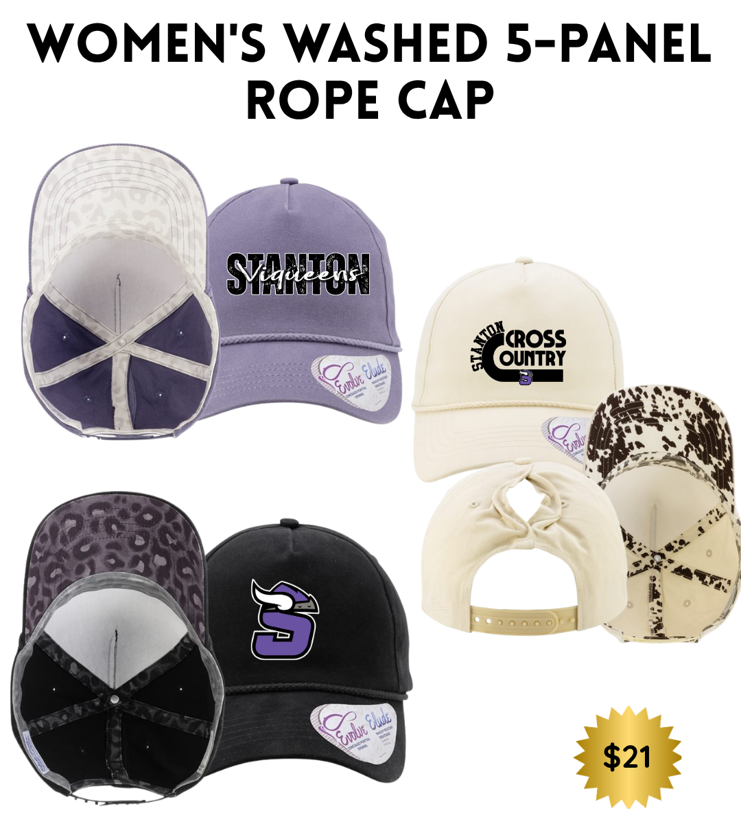 SB25 Women's Washed 5-Panel Rope Cap