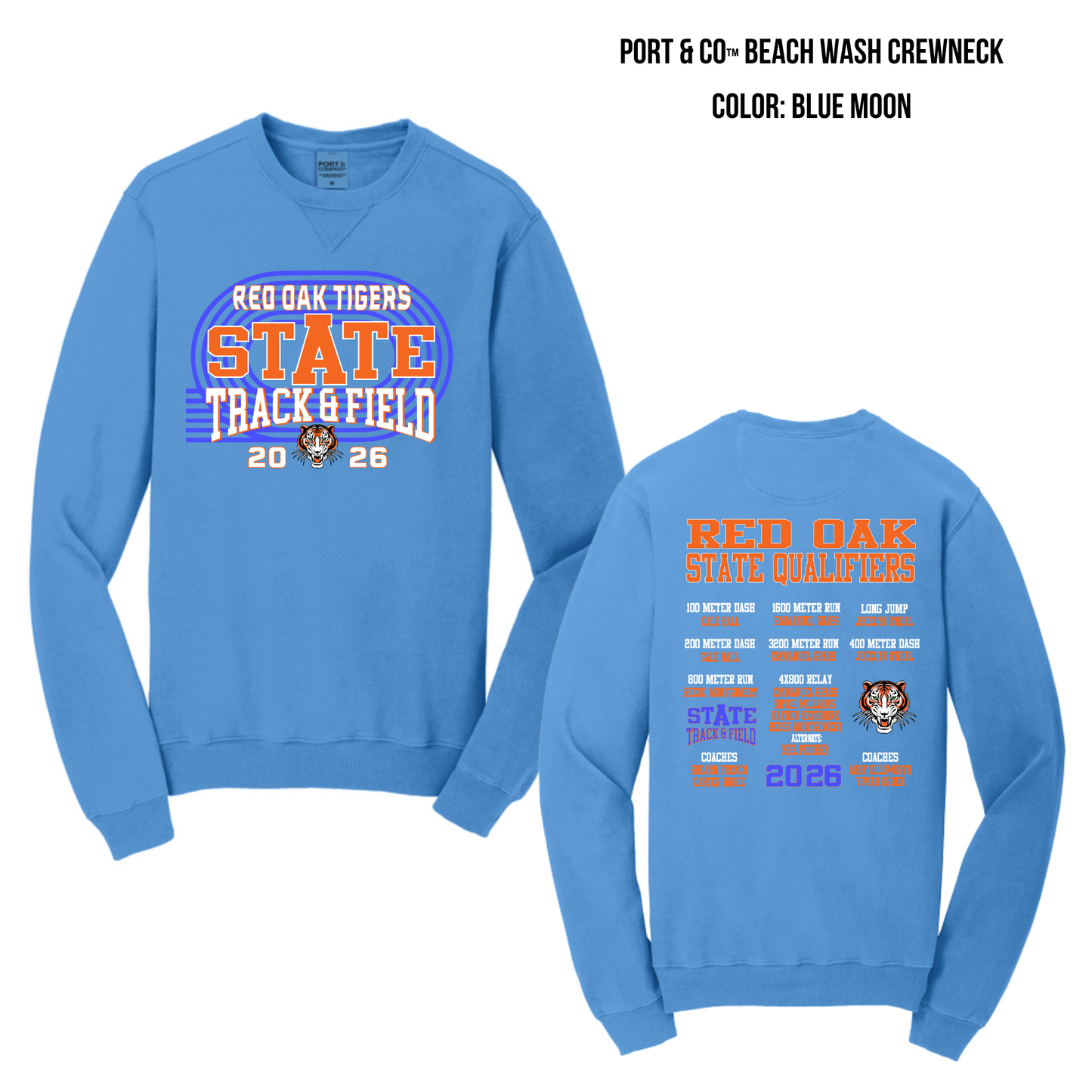 ROST26 Port & Co Beach Wash Crewneck Sweatshirt - Blue Moon Color