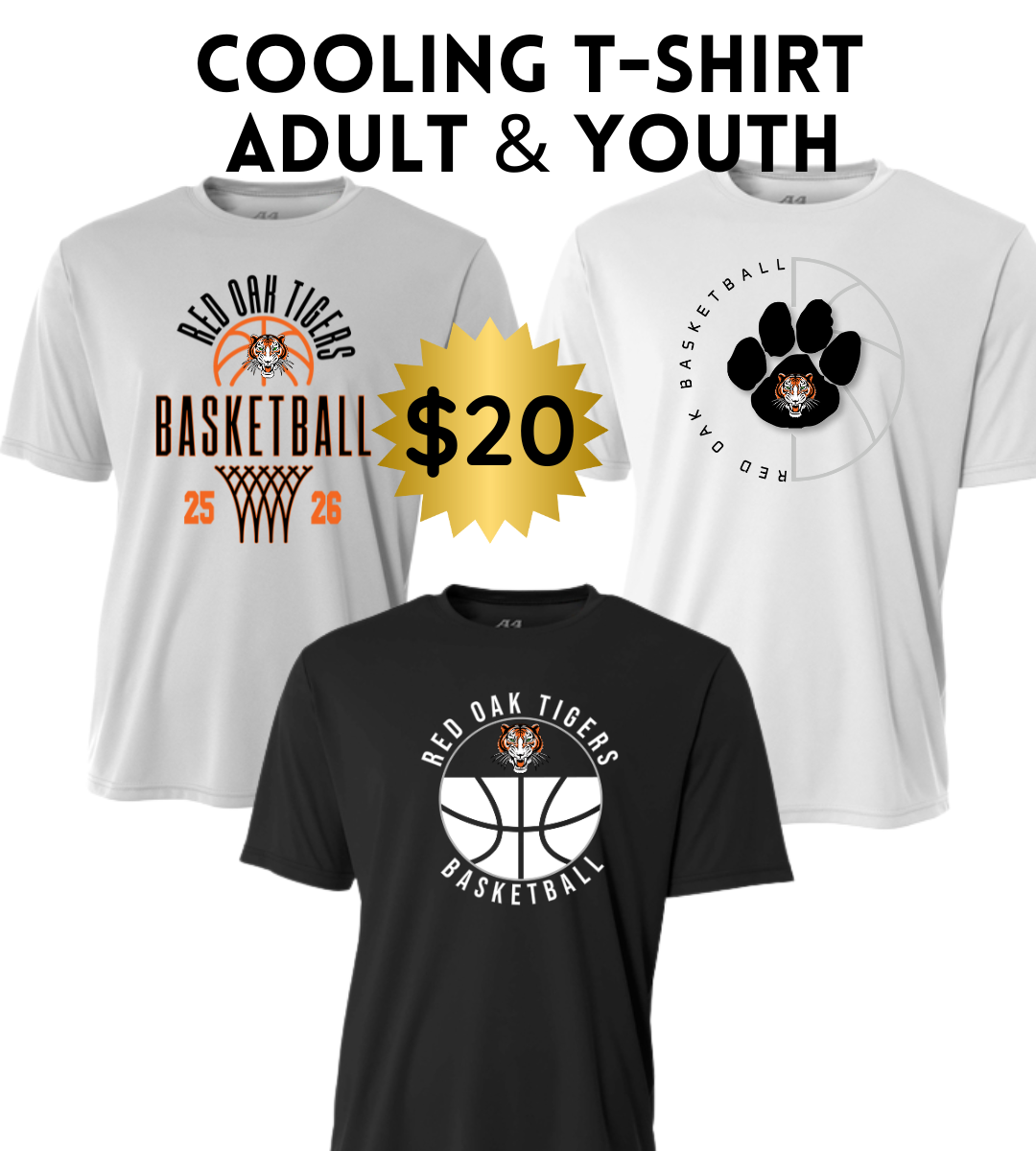 ROBB2526 A4 Cooling Performance Tee - Moisture-wicking (ADULT & YOUTH Sizes)