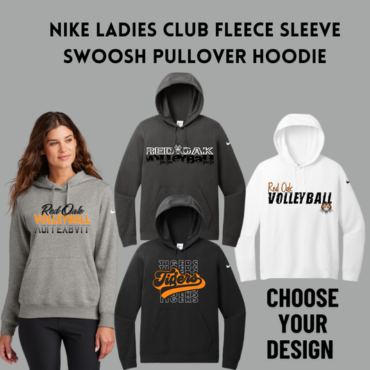 ROVB24 Nike Ladies Club Fleece Sleeve Swoosh Pullover Hoodie